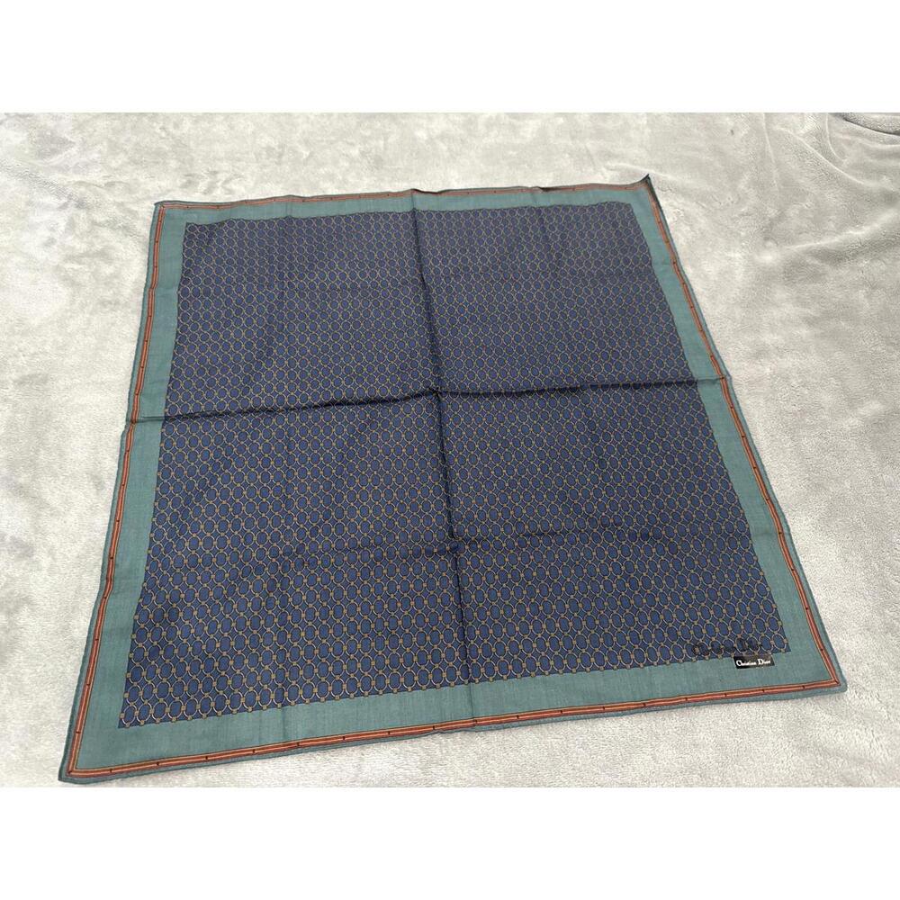 Christian Dior Blue and Teal Patterned Scarf